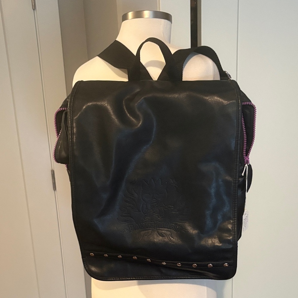 Rare sanrio Badtz Maru 2000’s  Black Backpack with Pink Zippers